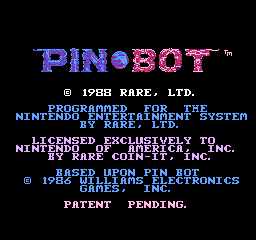 Pin-Bot title screen for NES
